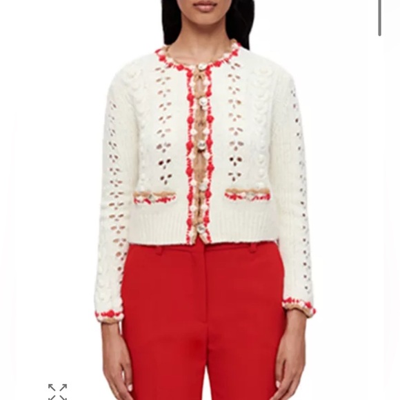 Maje Sz 2 (US M) Monloup Decorative Knit Cardigan Alpaca Wool Sweater Fairy - Picture 1 of 8